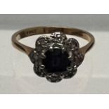 An 18ct gold sapphire and diamond ring, size K-L - total weight 3 grams.