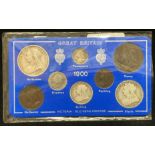 A Great Britain 1900 packaged Queen Victoria old head eight piece coin set.