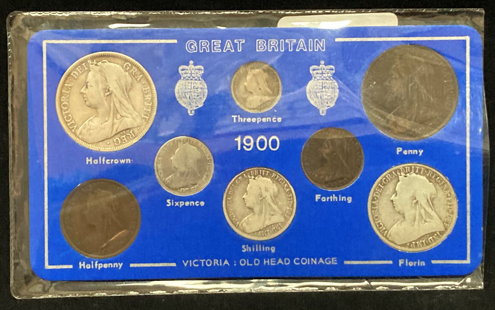 A Great Britain 1900 packaged Queen Victoria old head eight piece coin set.