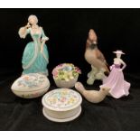 Seven items - a porcelain figurine 'A Song for Gabrielle' 23cm high,