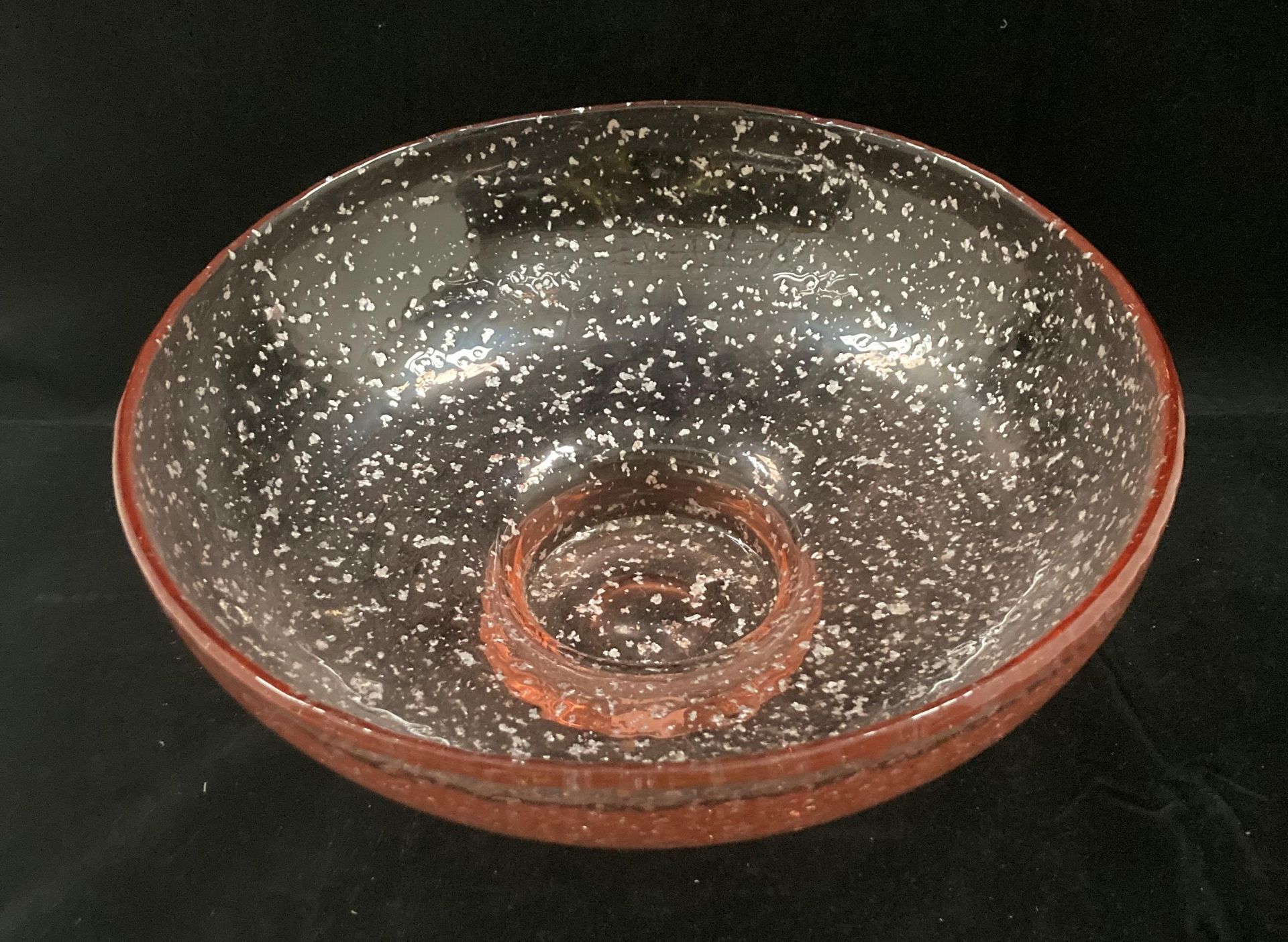 A Whitefriars pink glass bowl 30cm diameter,