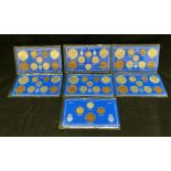 Seven Great Britain packaged King George VI coin sets 1946 (nine piece), 1947 (eight piece),