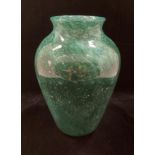 A Whitefriars cloudy green glass vase 26cm high