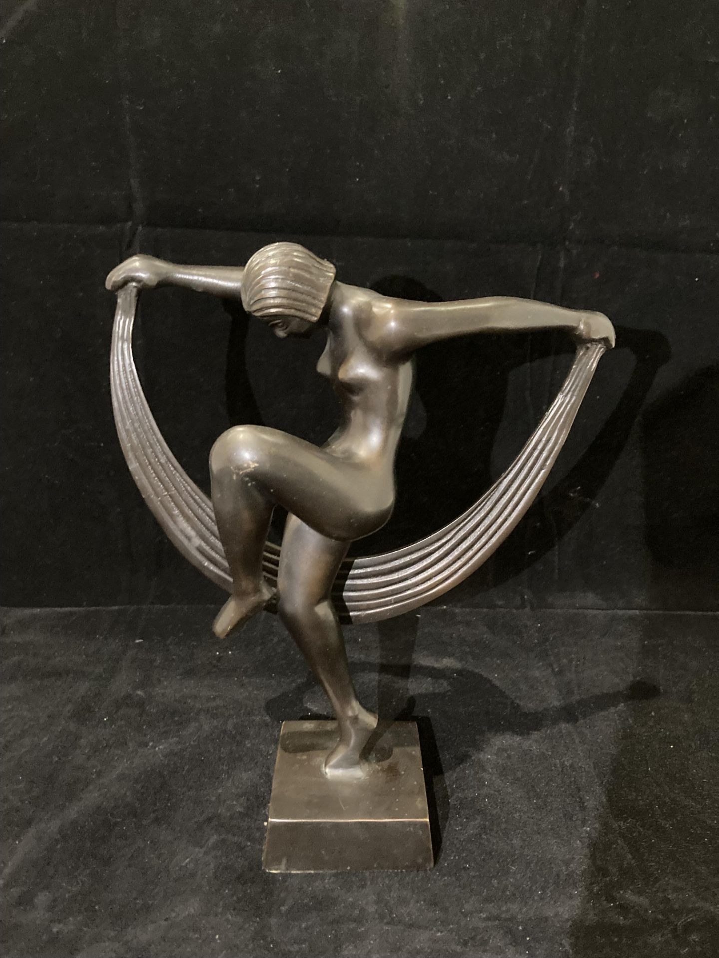 A modern Deco style metal ware naked female statue 24cm high - Image 3 of 3