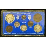 A Great Britain 1901 packaged Queen Victoria old head eight piece coin set.