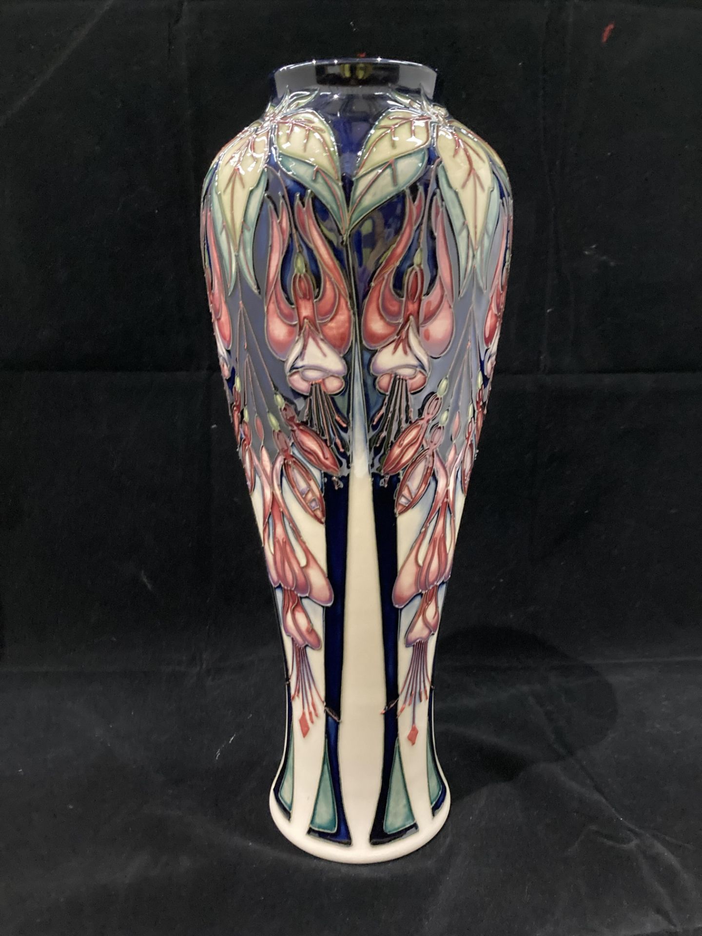 A Moorcroft trial vase in cream, blue and pink glazed pattern - signed to base 'PT Trial 28.07. - Image 2 of 10