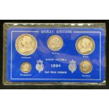 A Great Britain 1894 packaged Queen Victoria old head five piece coin set