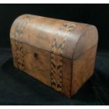 A walnut dome top two section tea caddy 20.5cm x 12.