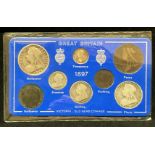 A Great Britain 1897 packaged Queen Victoria old head eight piece coin set.