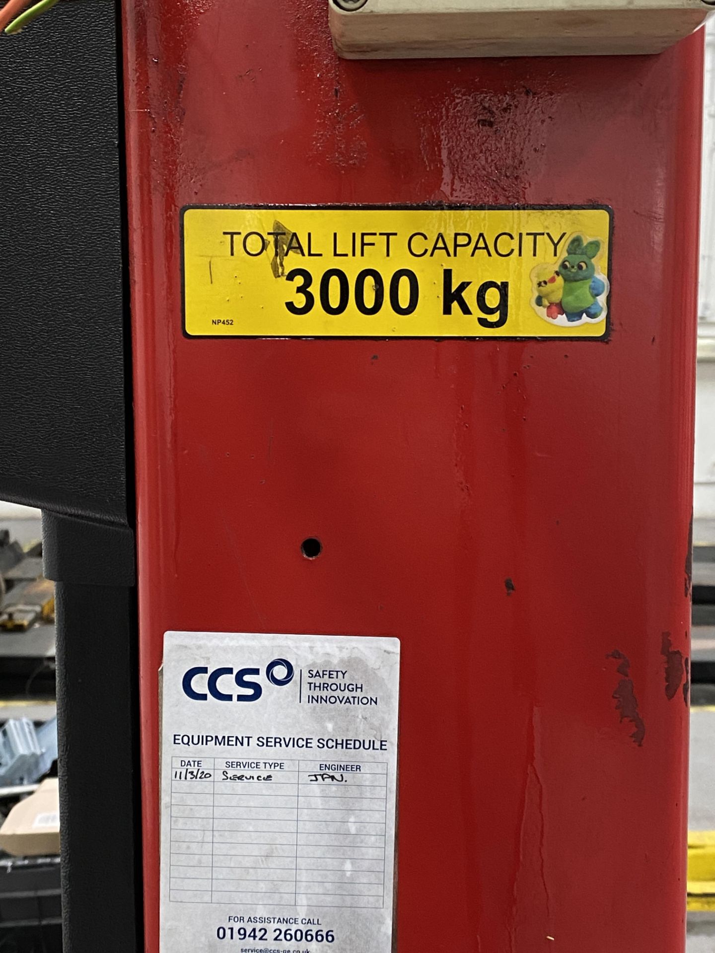 A Rotary Lift SPOA3TS SWL 3000kg Red 2 Post Lift, YOM 2007, sn. - Image 5 of 8