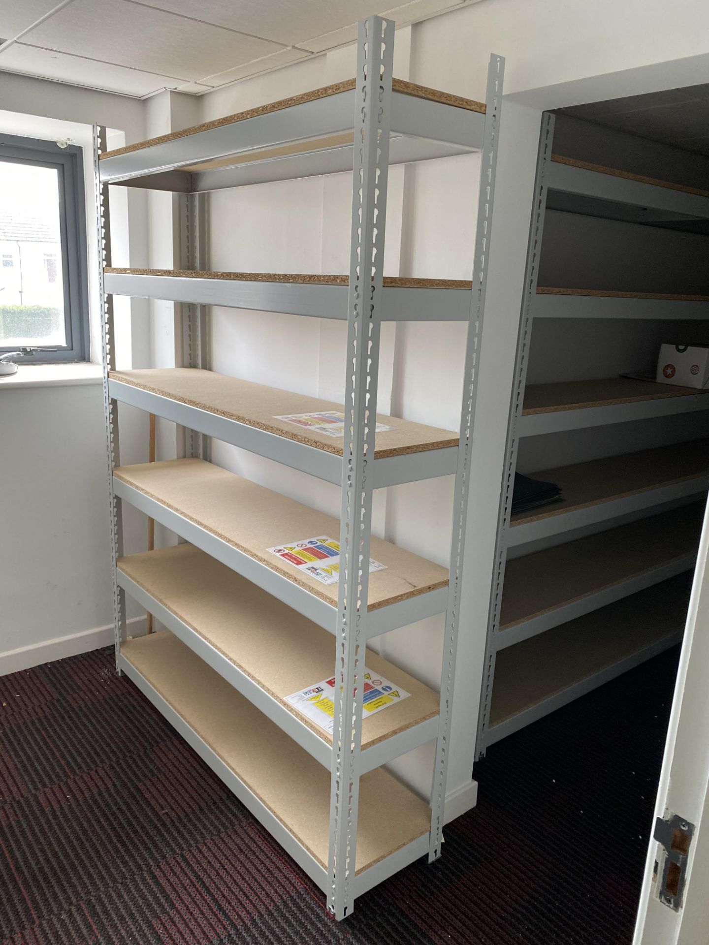 8 x Bays of Height Adjustable 6 Shelf Racking with chipboard shelves. Various widths. - Image 5 of 5