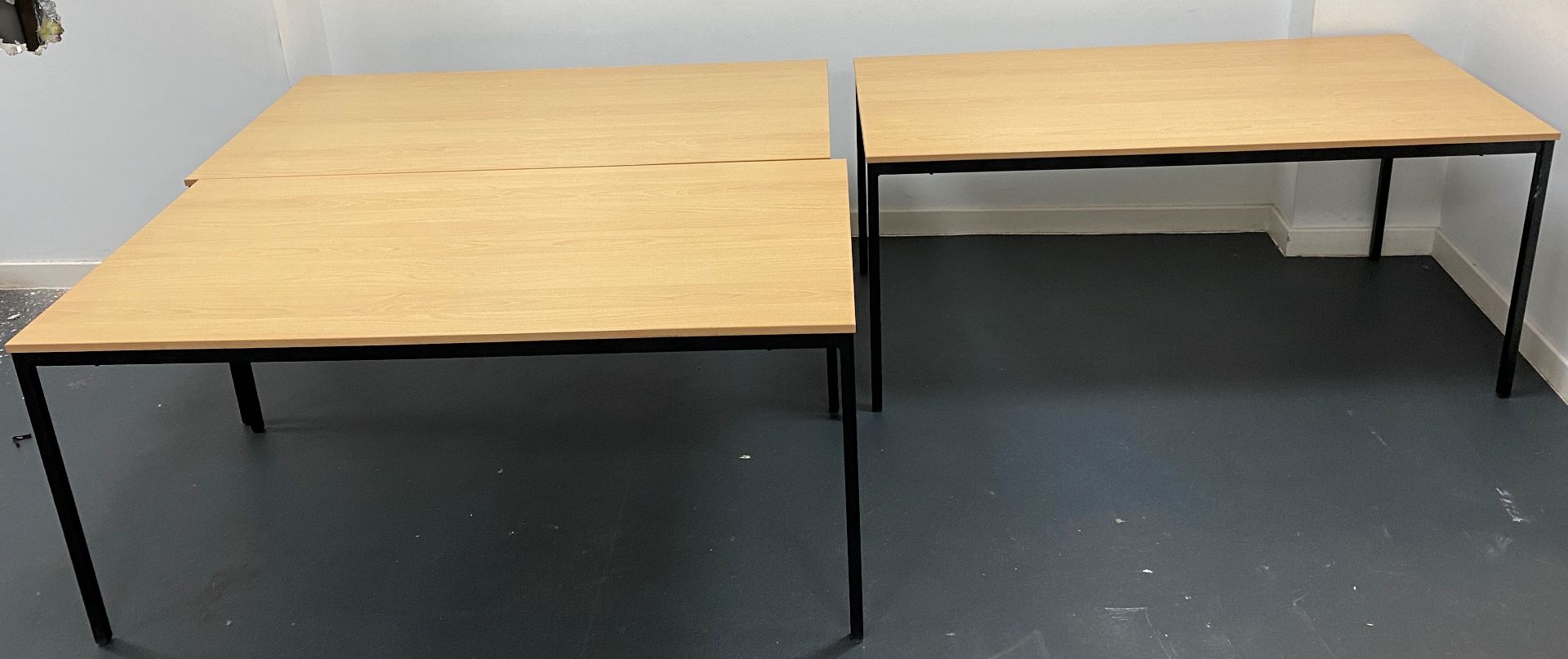 3 x Beech effect office tables - 80cm x 160cm