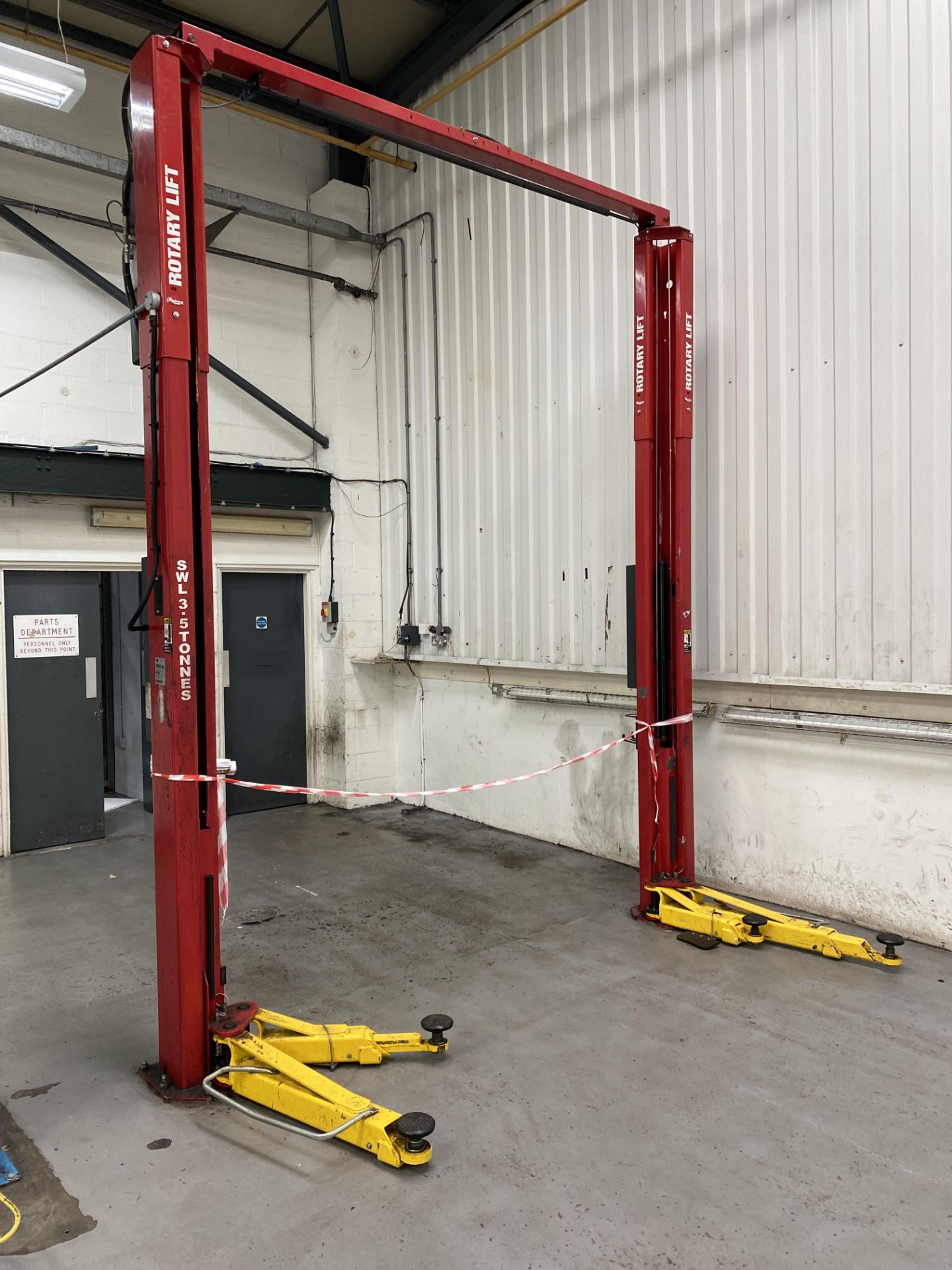 A Rotary Lift SPOA3TS-5 3500kg Capacity Red 2 Post Lift, - Image 2 of 10