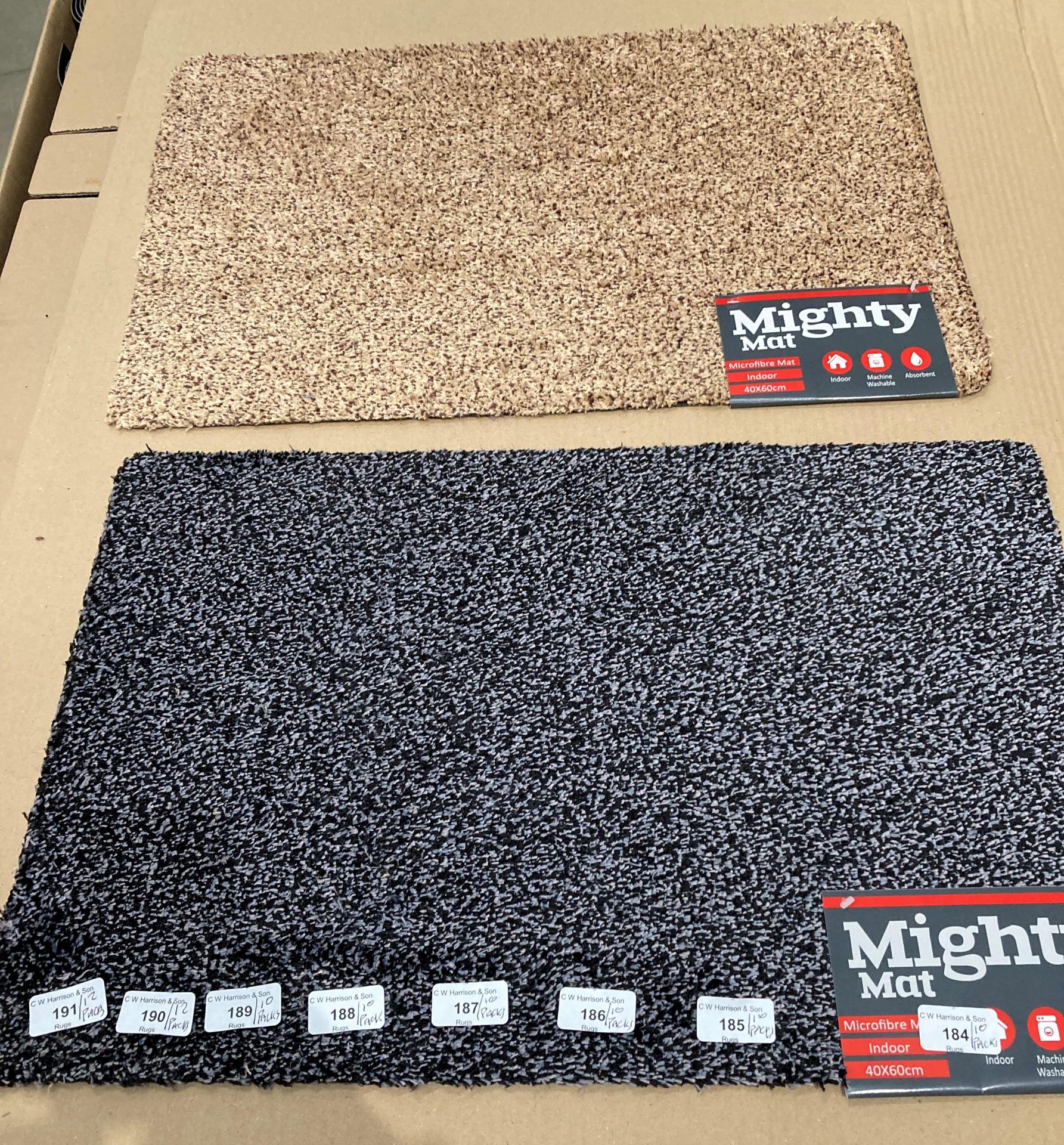 60 x Microfibre 40cm x 60cm mats - 10 x packs of 6 (3 grey and 3 brown per pack) (F&G3) *Please