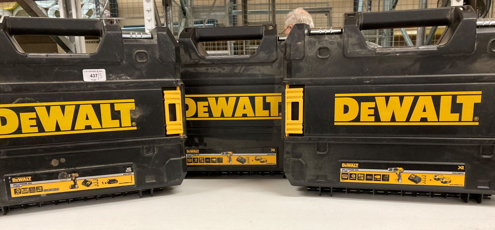 Three empty Dewalt drill box cases (AA08) *Please note the final purchase price is subject to 20%