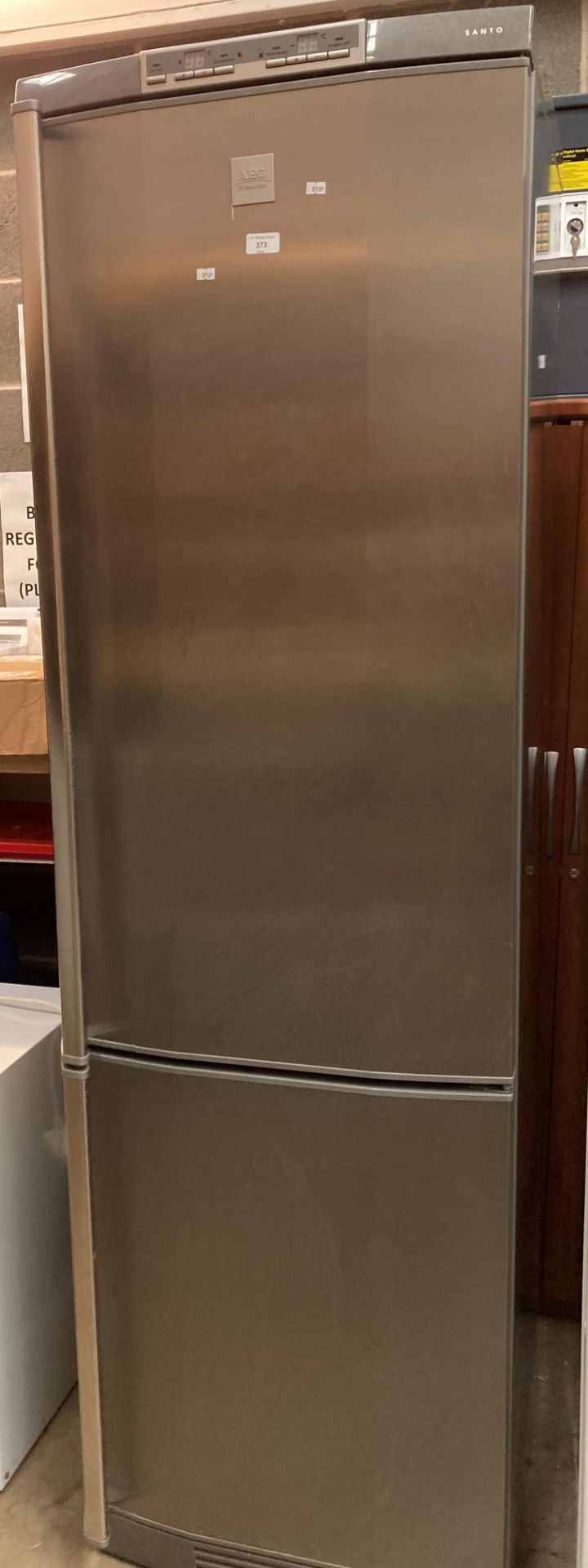 AEG Santo upright fridge freezer in grey (opposite pay office)