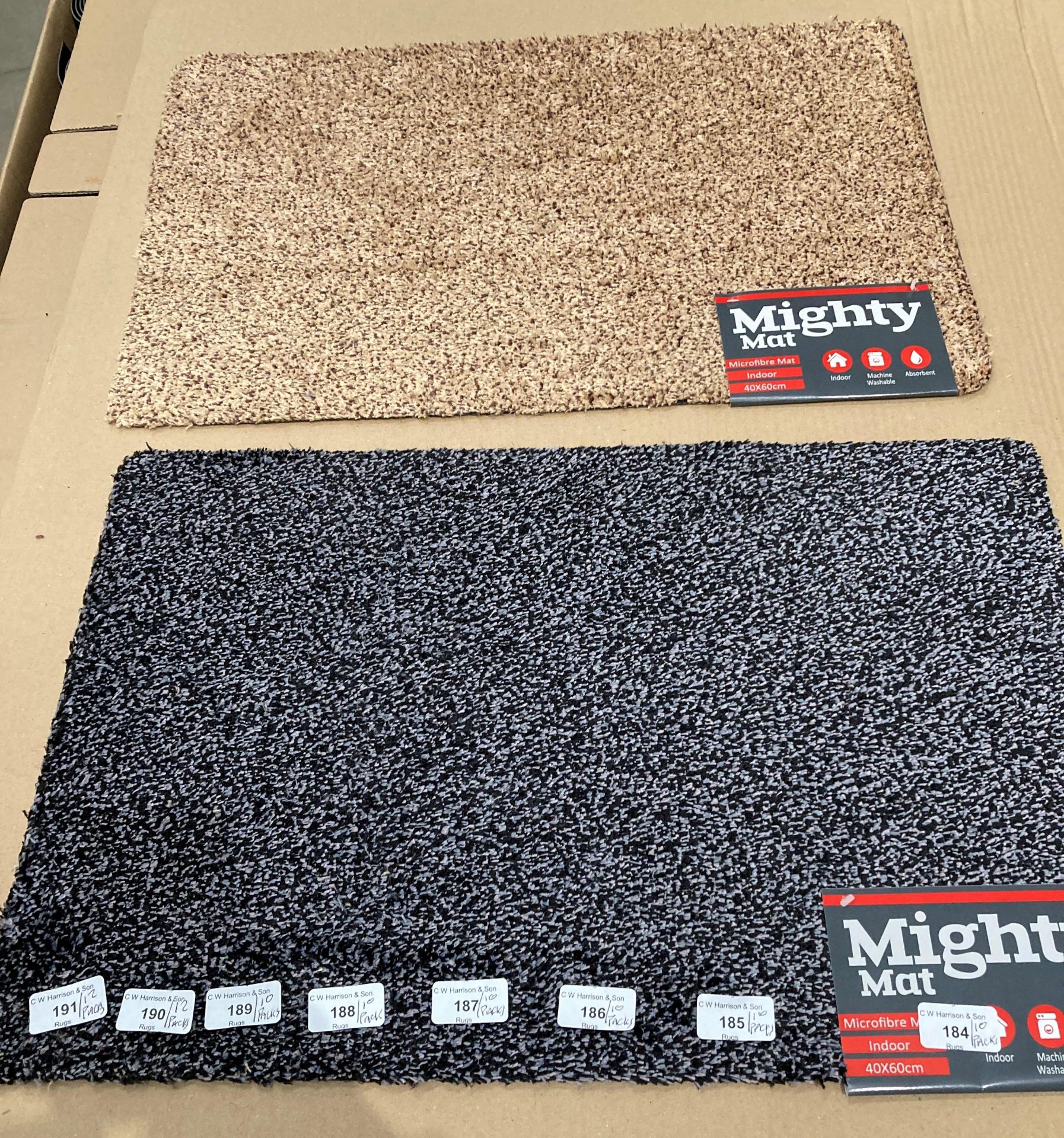 60 x Microfibre 40cm x 60cm mats - 10 x packs of 6 (3 grey and 3 brown per pack) (F&G3) *Please