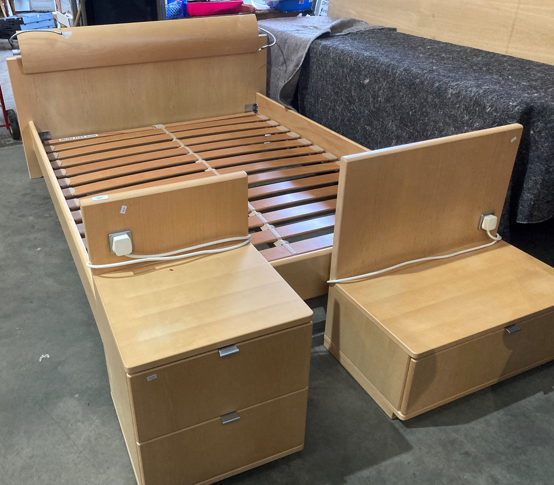 Ulster wood framed double bed complete with modi flex basic slatted base,