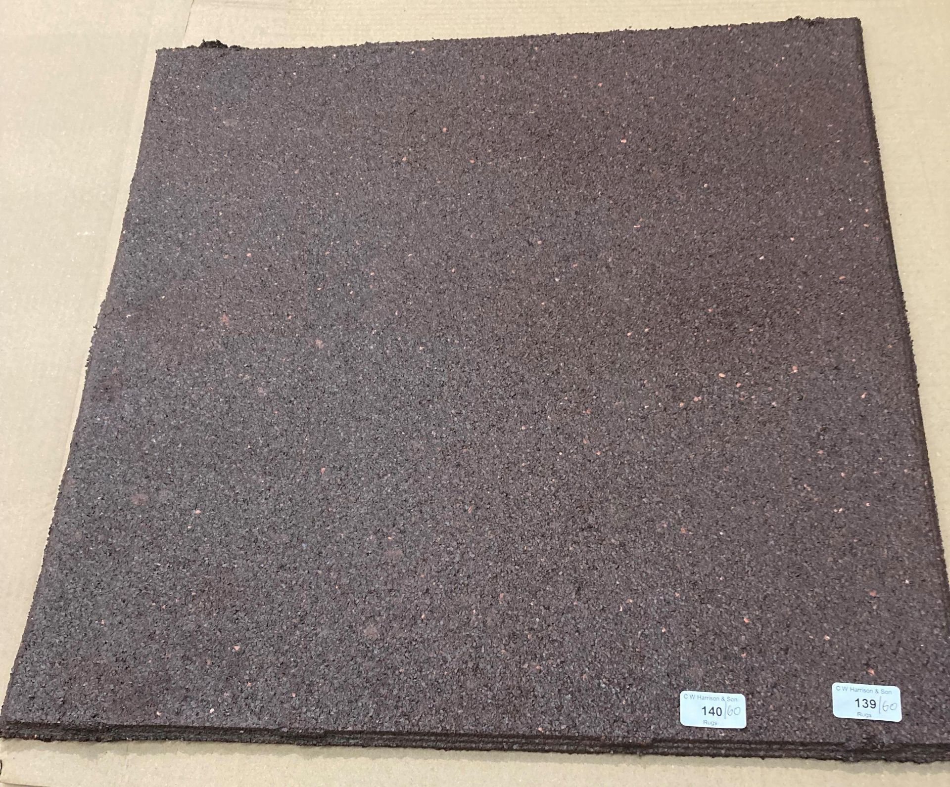 60 x brown coloured heavy duty rubber composite tiles 60cm x 60cm (QD) *Please note the final