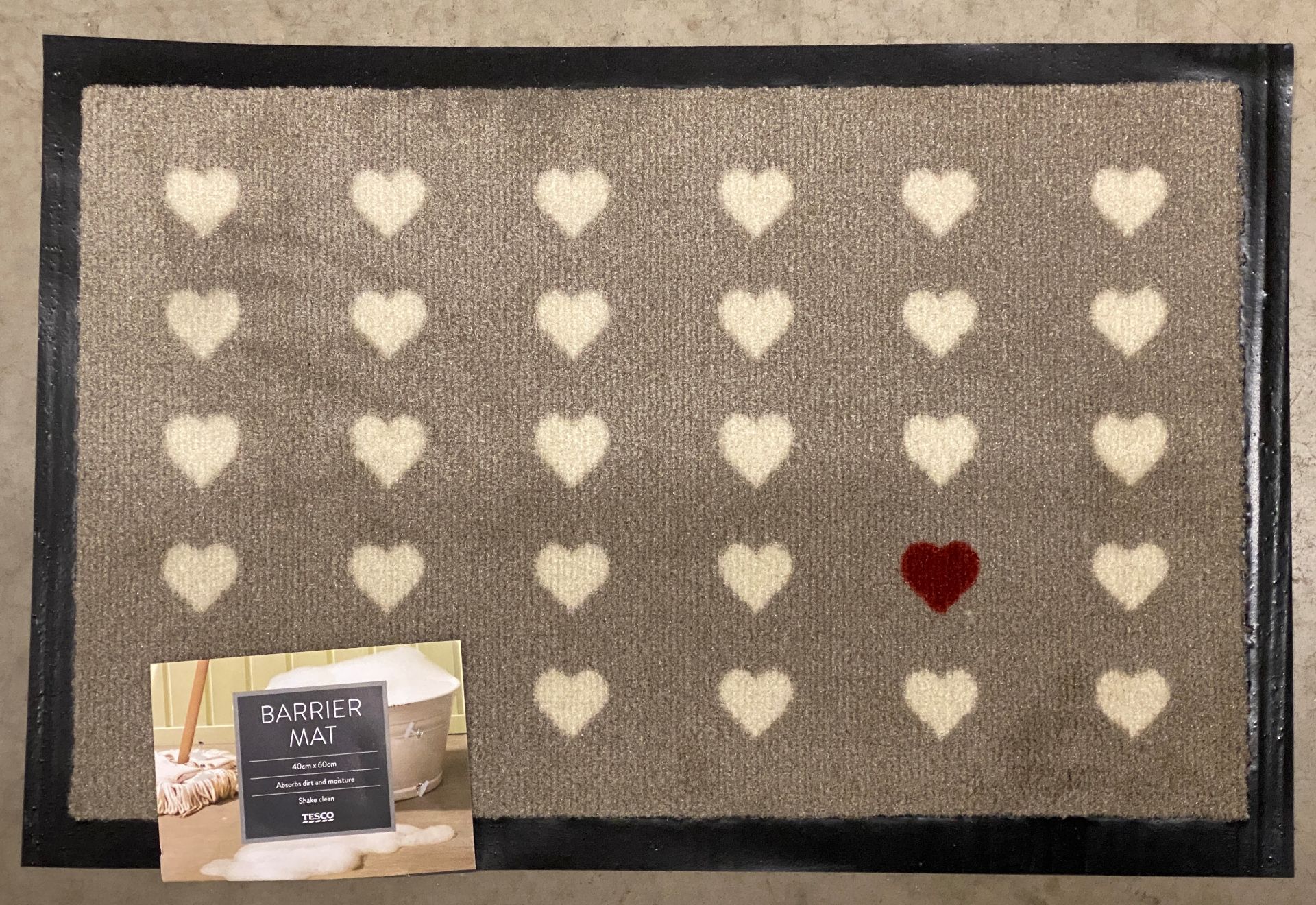 24 x Heart design Tesco barrier mats - 40cm x 60cm (2 x boxes of 12) *Please note the final