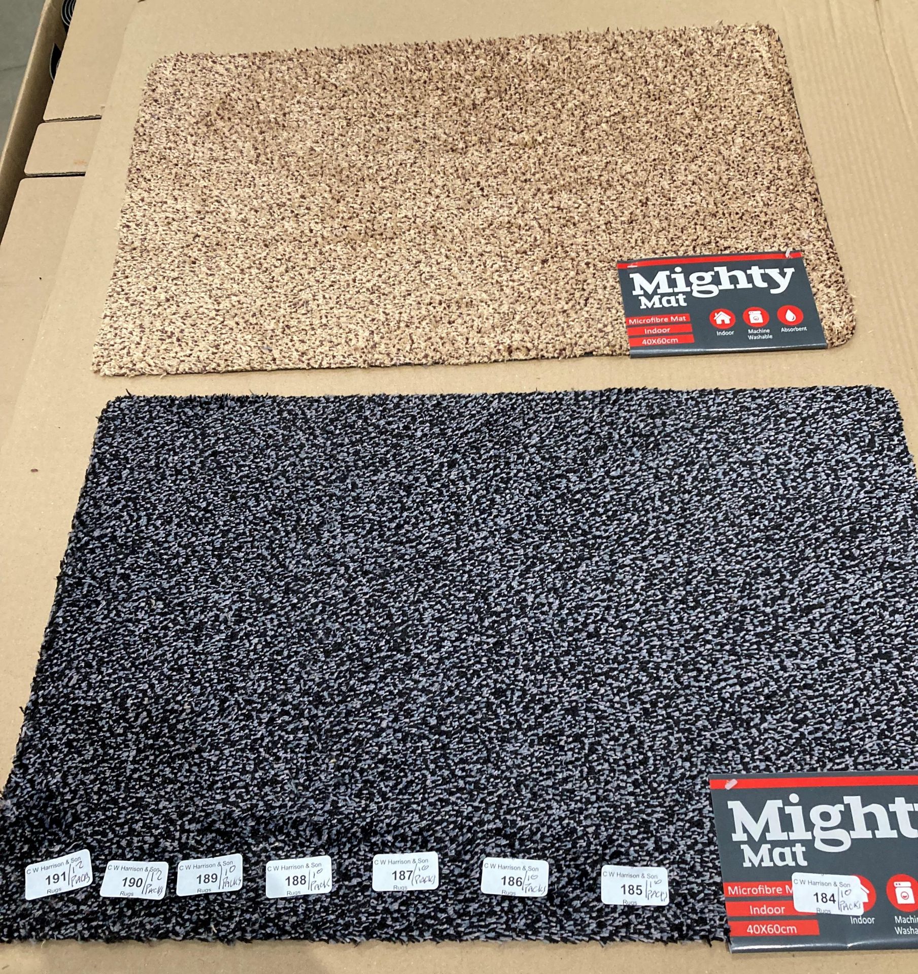 72 x Microfibre 40cm x 60cm mats - 12 x packs of 6 (3 grey and 3 brown per pack) (F&G3) *Please