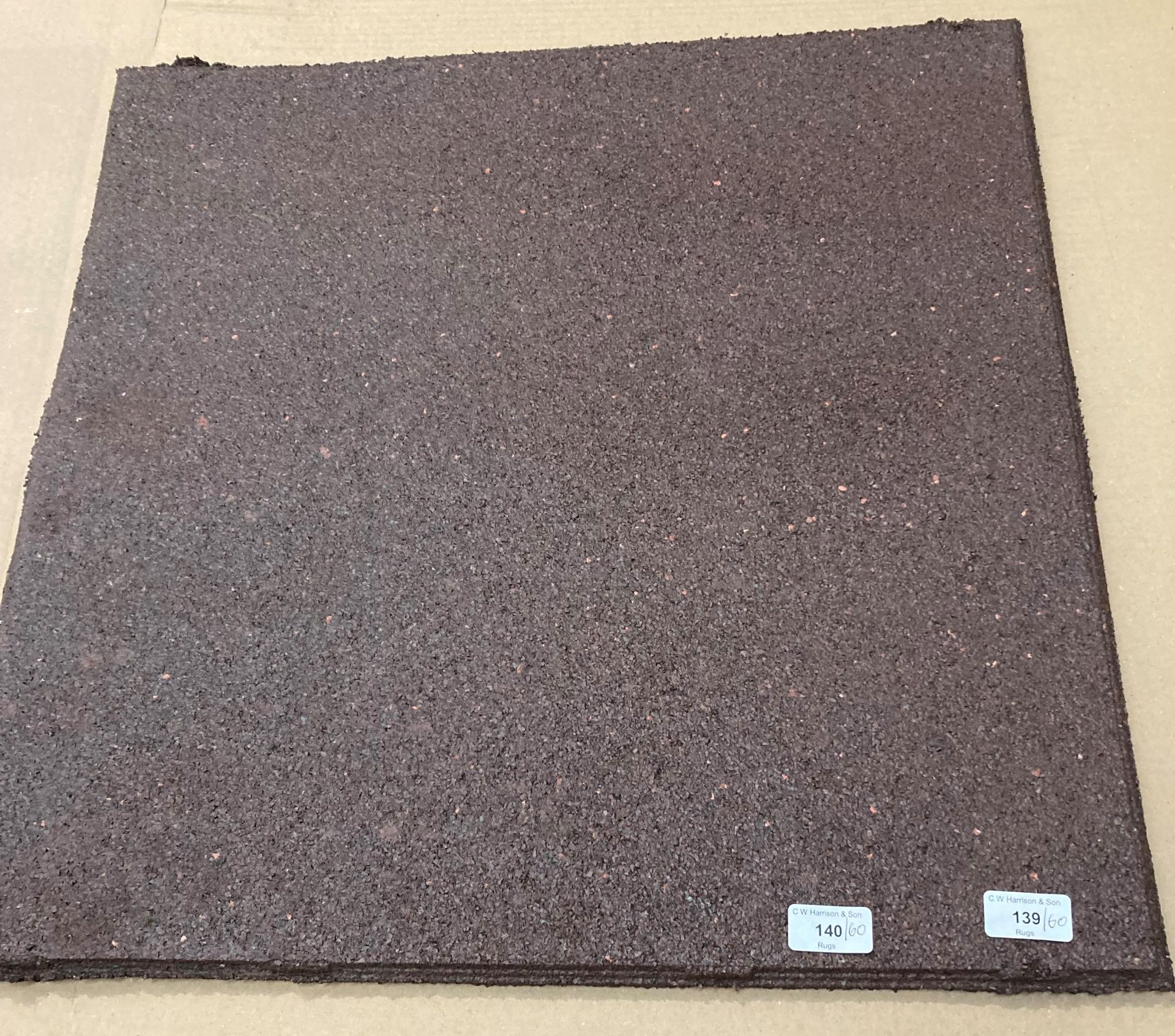 60 x brown coloured heavy duty rubber composite tiles 60cm x 60cm (QD) *Please note the final
