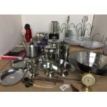 Twenty-five items including stainless steel three teapots,