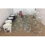 Twenty-eight items mainly glass including nineteen glasses, set of six espresso cups, five mugs,