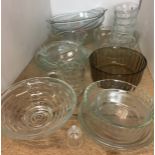Twenty plus items of glassware including Pyrex dishes, pint pot,