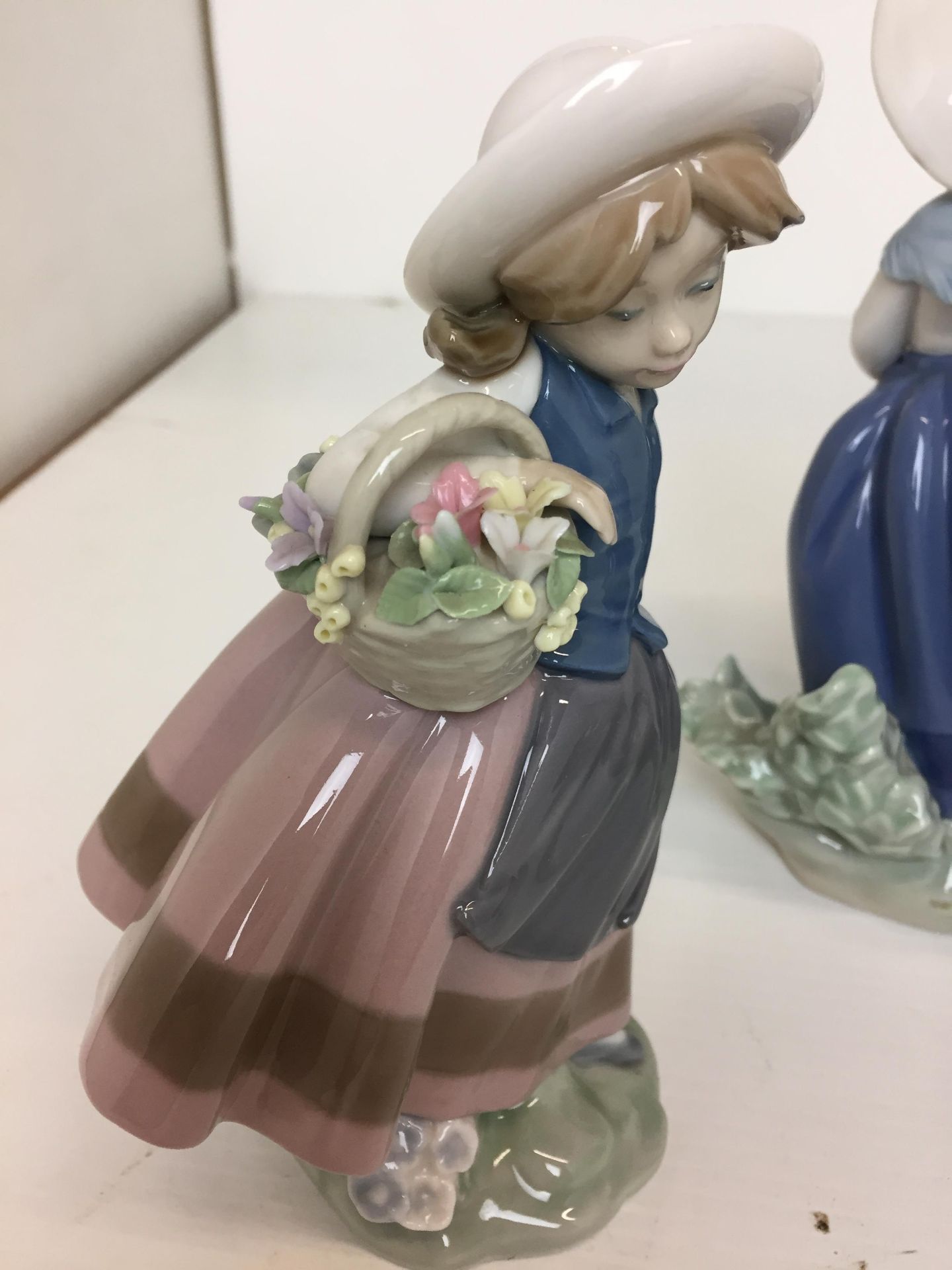 Three Lladro Flower Girl figurines max height 18cm T01 - Image 3 of 5