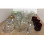Forty five plus pieces of glassware including 22cm diameter trifle bowl with eight matching dishes,