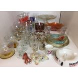 Forty plus items mainly glassware including pedestal cake stand 25cm diameter,