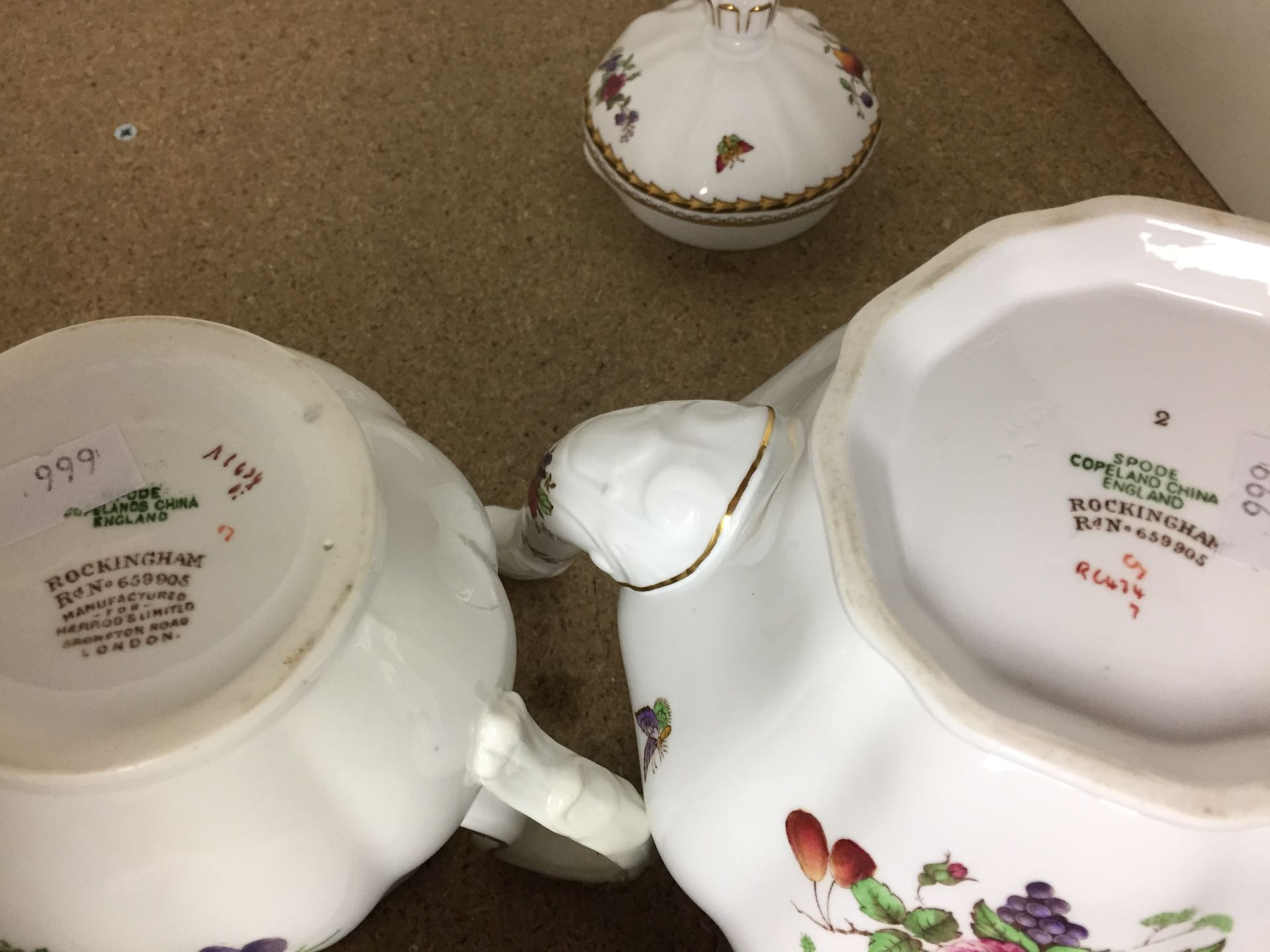 Nine items including Spode Rockingham teapot and two jugs (exclusive to Harrods) and six Royal - Image 2 of 3