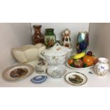 Thirteen items including Old Court Ware floral lustre vase 25cm high,