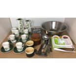 Thirty plus items including Taylor and Kent Greensleaves Elizabethan coffee set (repair to lid of
