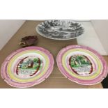 Four items including two Crown Devon Fieldings wall plates Sailor Farewell (one cracked),