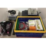 Plastic box and contents and part of floor area - fifteen plus items including two blood pressure