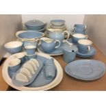 Forty-three pieces of Wedgwood Summer Sky dinner/tea service including two lidded tureens,