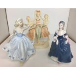 Three figurines - two Coalport china ladies of fashion Debbie and Regina,