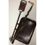 Three items including twisted walking stick with antler handle,