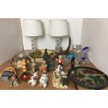 Twenty-five plus items including three Goebel figurines max 13cm high,