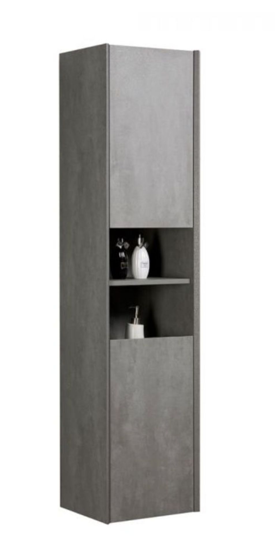 1700HX400WX350D CONCRETE GREY TALLBOY UNIT WITH TWO DOORS & CENTRAL OPEN SHELF - Image 2 of 3