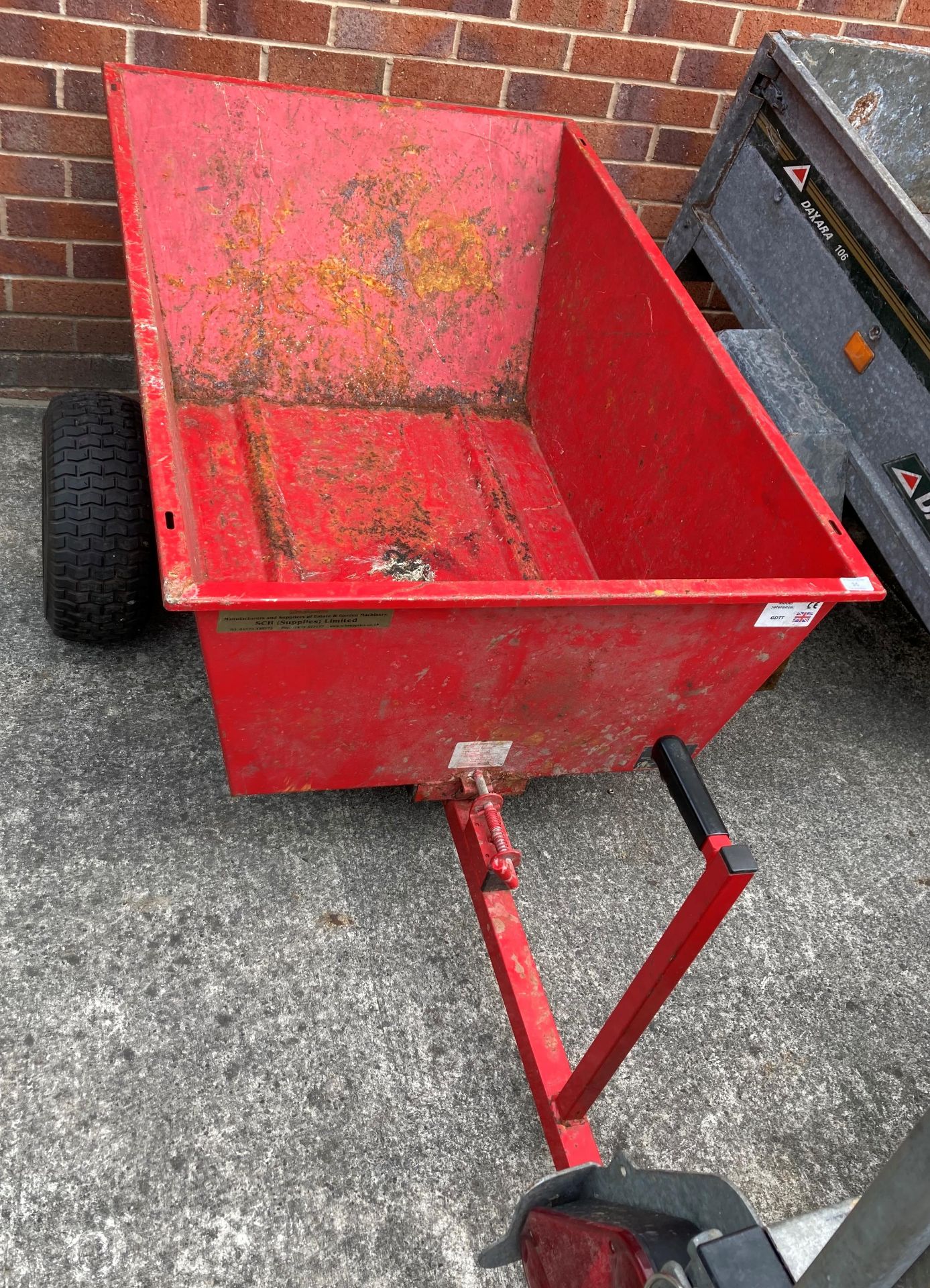 An SCH GDTT small single axle red metal tipping trailer, serial no. - Image 2 of 2