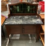 A mahogany marble topped wash stand,