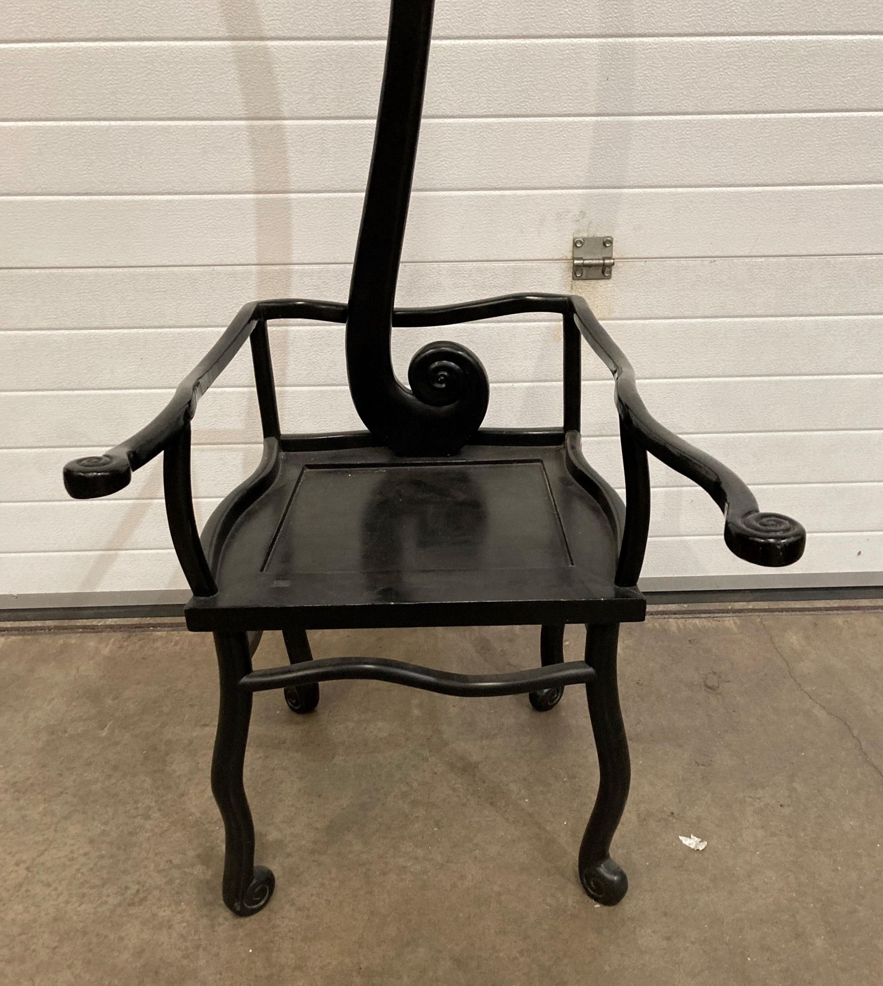 An ebonised armchair in the Surrealist style with one arm extended and a large back tail, - Image 3 of 6