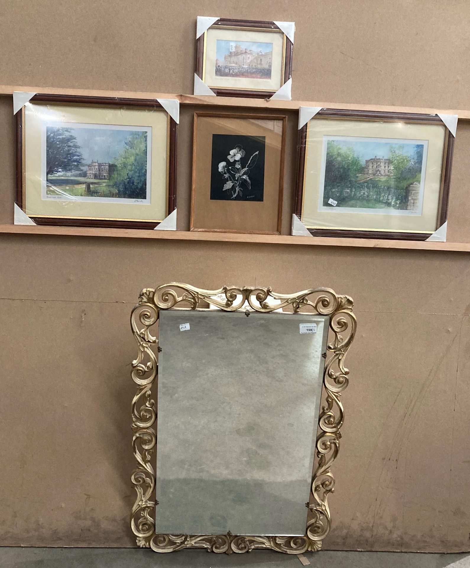 Cream ornate framed wall mirror, 72 x 50cm,