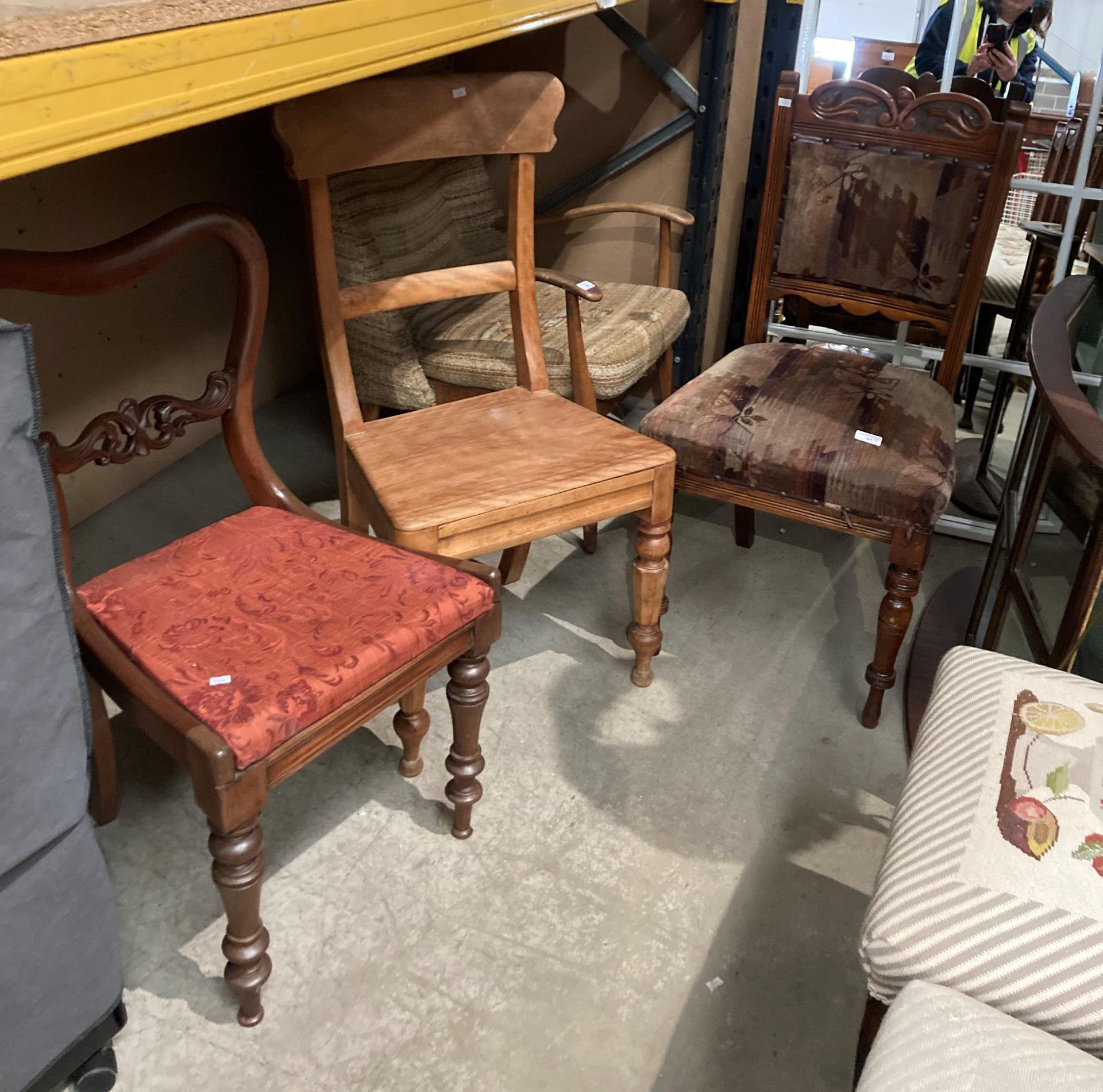 A mahogany balloon back dining chair and two others (3) (S2T)