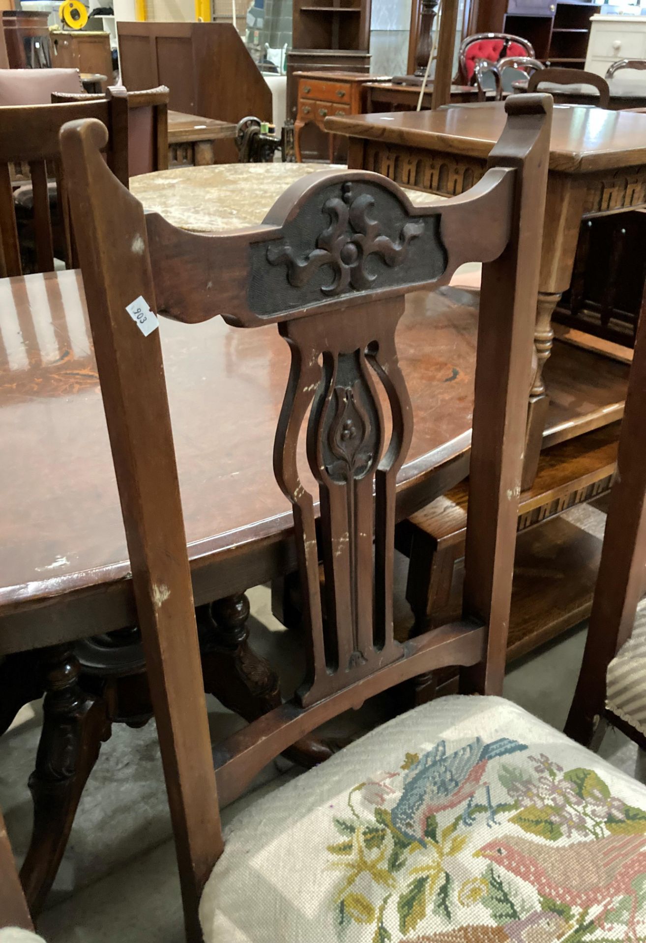 A set of six mahogany dining chairs with floral fabric seats (S2T) - Image 3 of 3