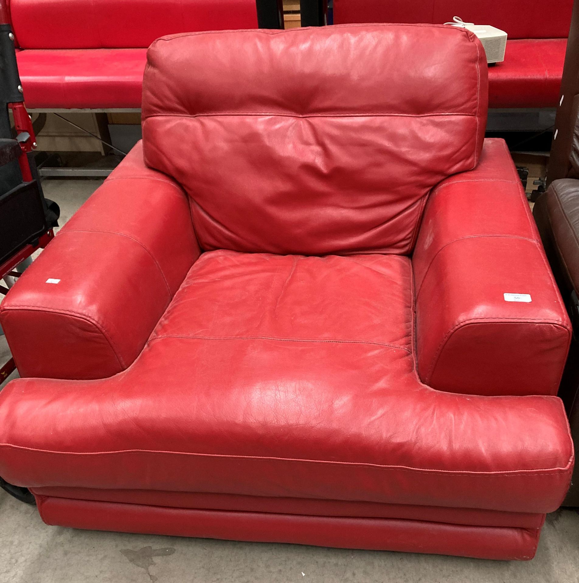 A red leather armchair