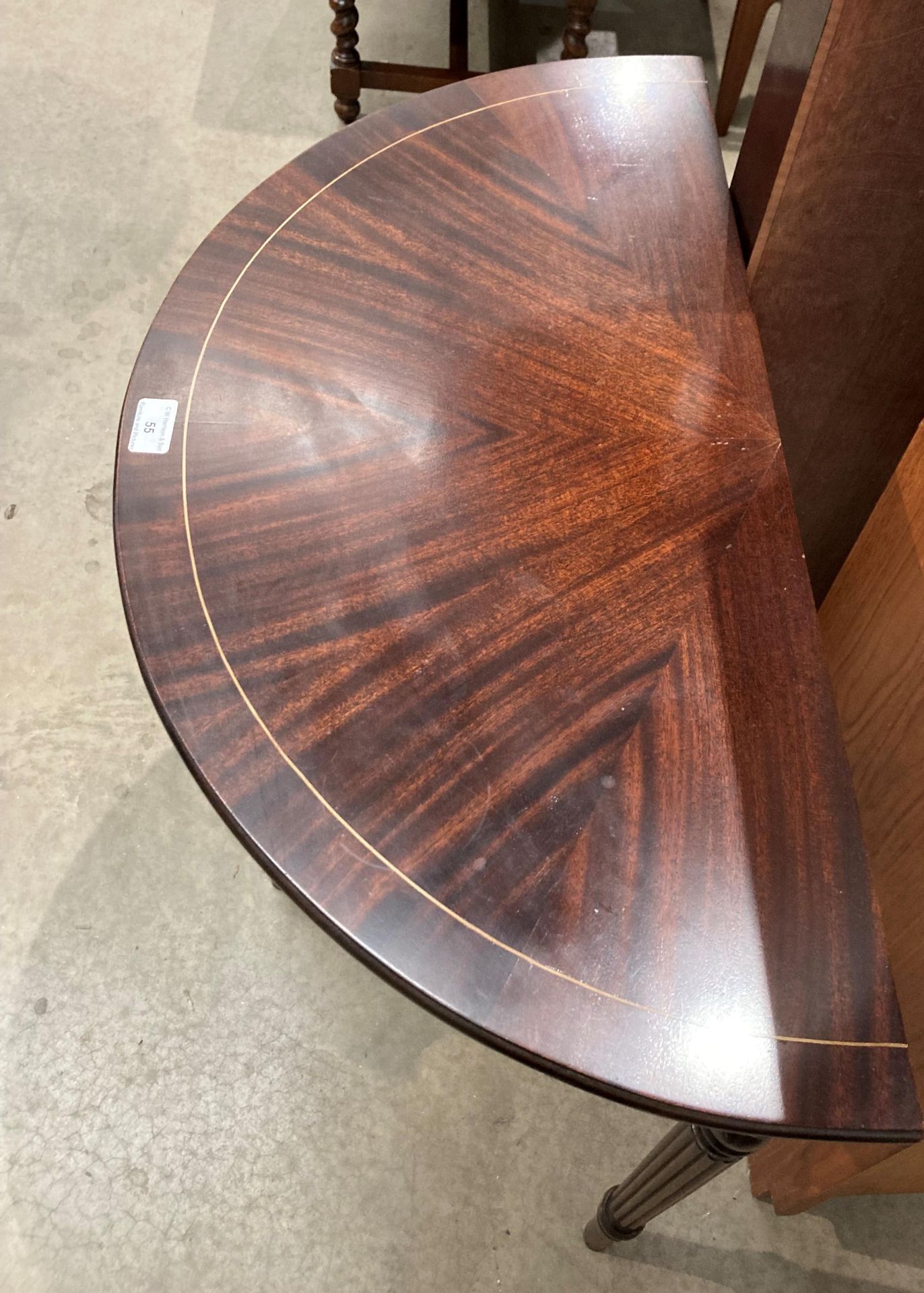 A mahogany finish half moon hall table, - Image 2 of 2